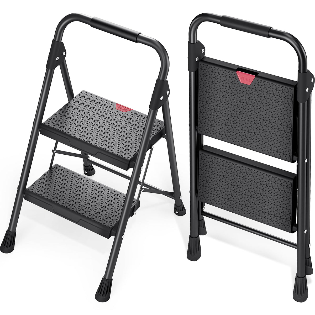 2-Step Folding Steel Step Stool with Handrail A910144