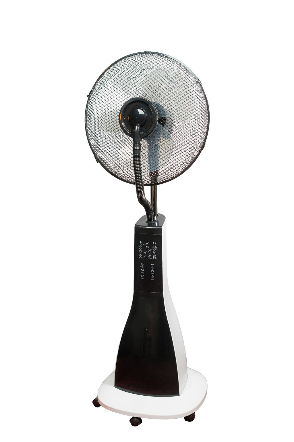 47" Misting Oscillating Pedestal Fan with Water Tank, Remote, Timer, 3 Speeds, Black White W8640
