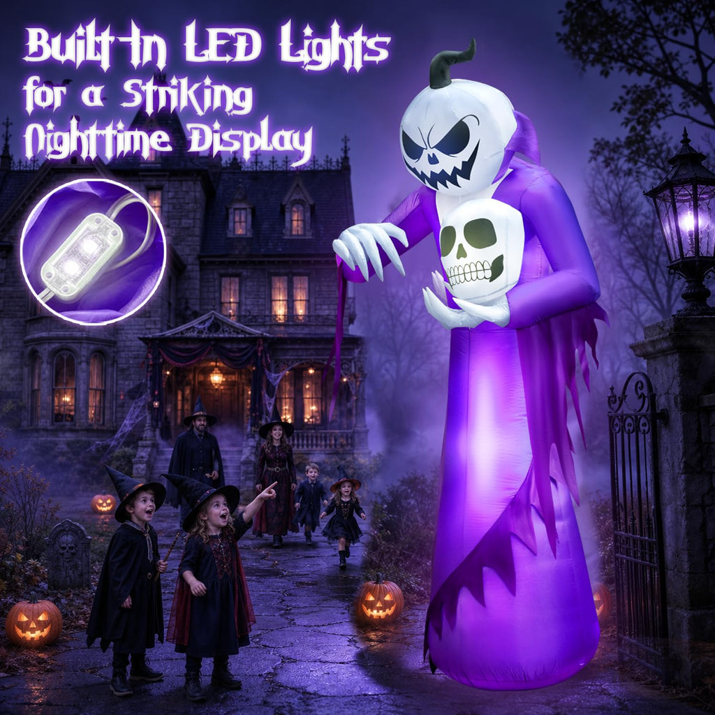12FT Halloween Inflatables Outdoor Pumpkin Ghost Wizard H255