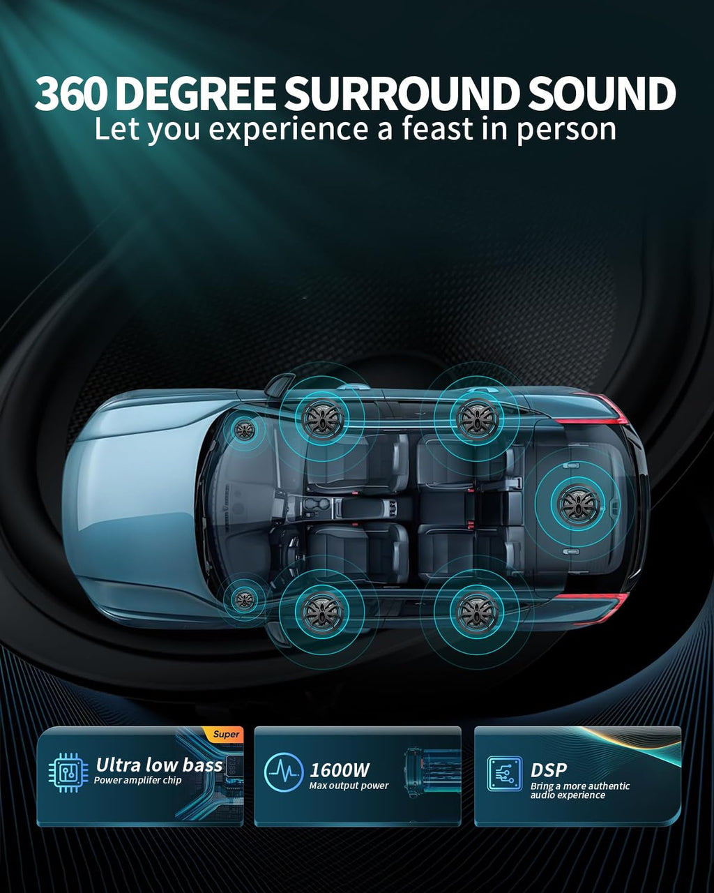 10" 1600W Slim Under Seat Powered Car Subwoofer D9780