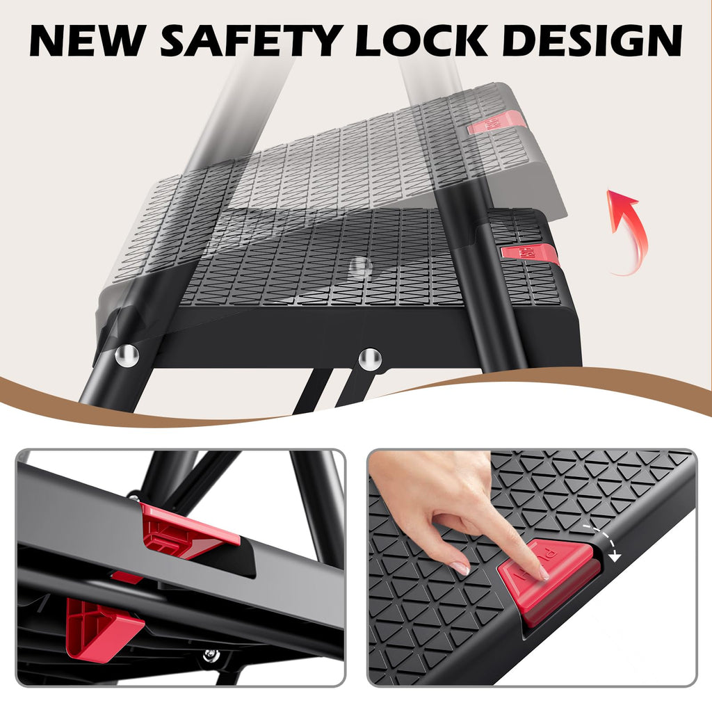 2-Step Folding Steel Step Stool with Handrail A910144