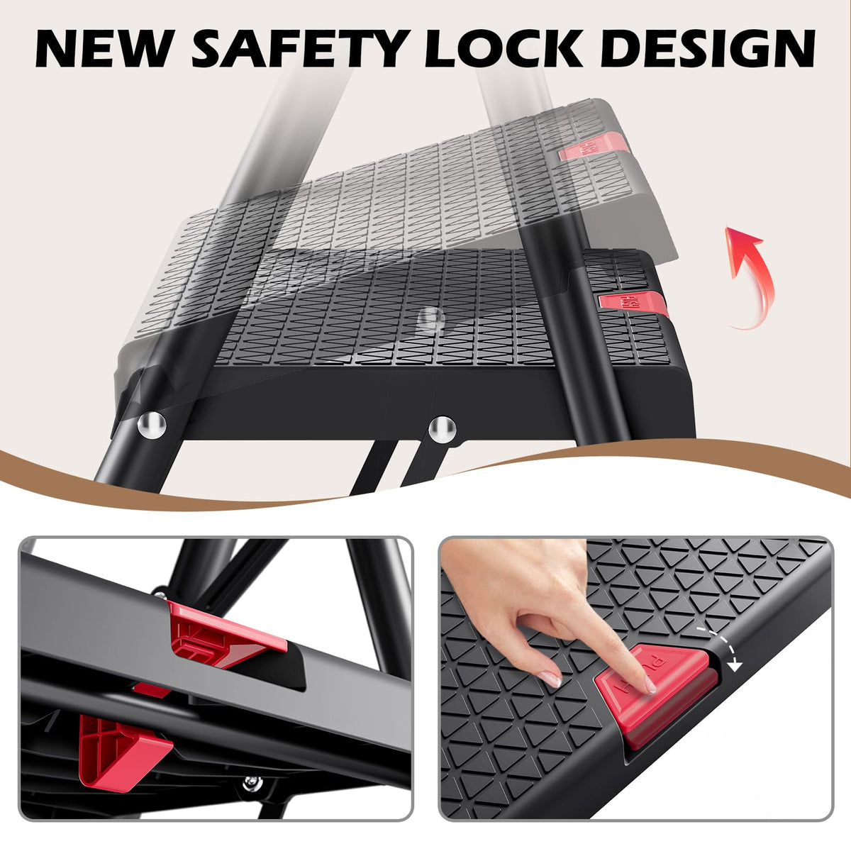 2-Step Folding Steel Step Stool with Handrail A910144