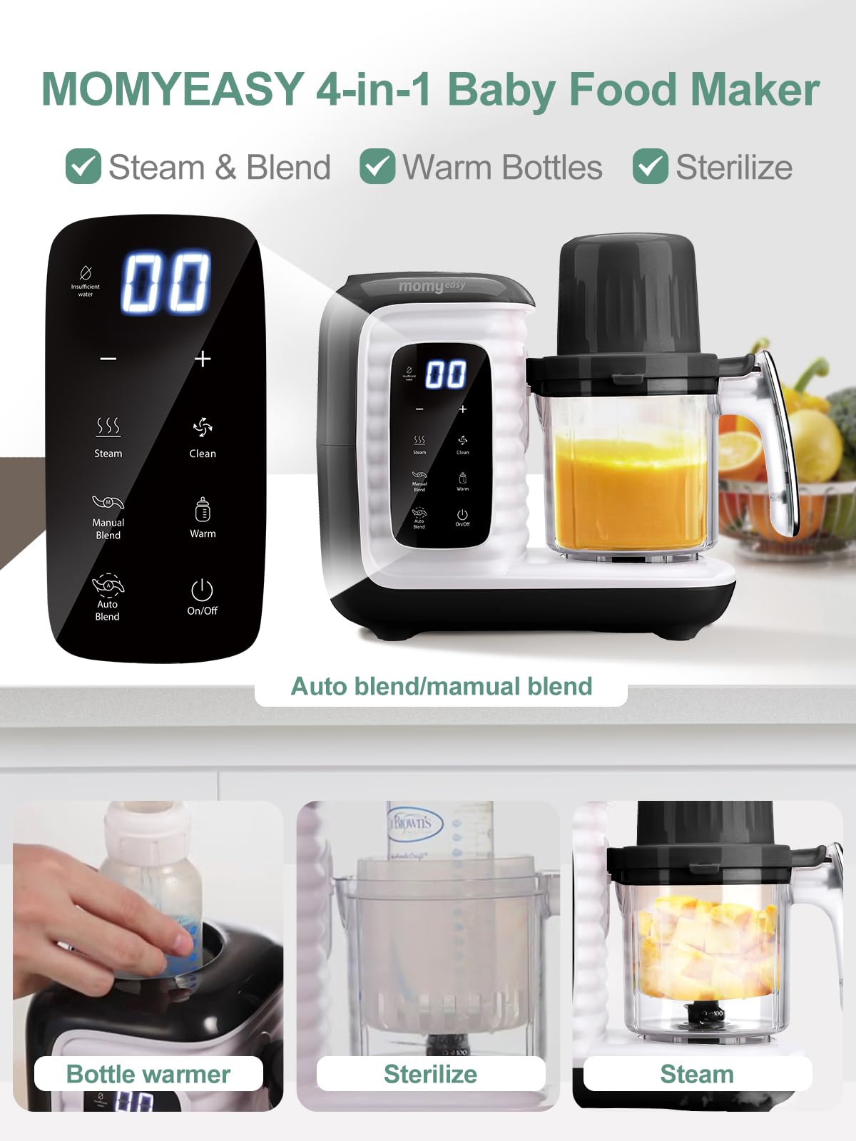 Baby Food Maker with Dual-Layer Steam Basket Y49303