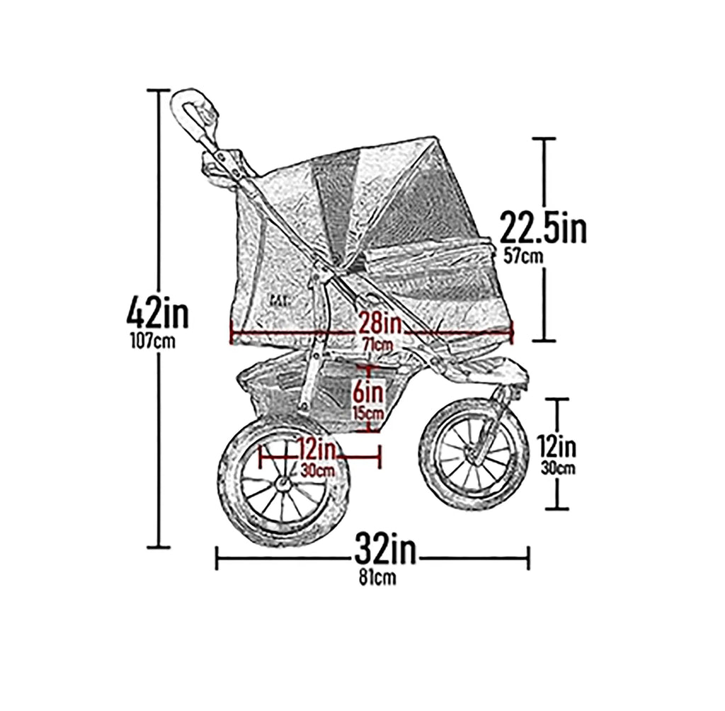 Pink Pet Stroller with Gel-Filled Tires Y54125