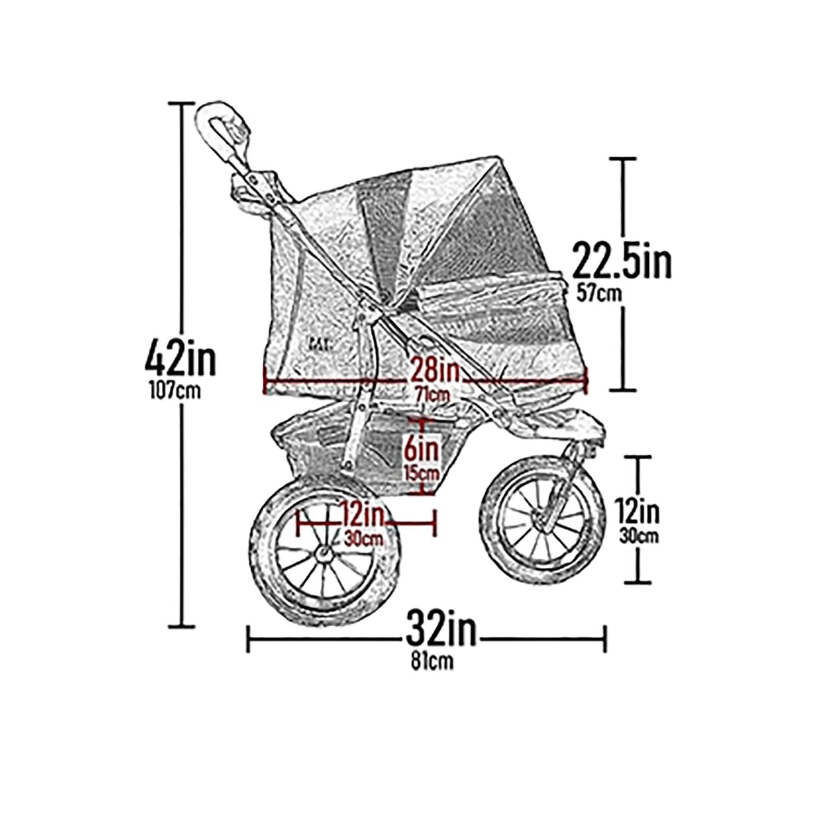 Pink Pet Stroller with Gel-Filled Tires Y54125