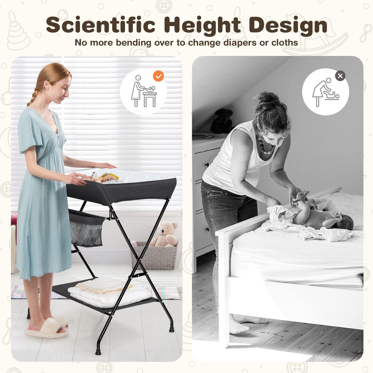 Portable Baby Changing Table with Safety Belt Black J33267