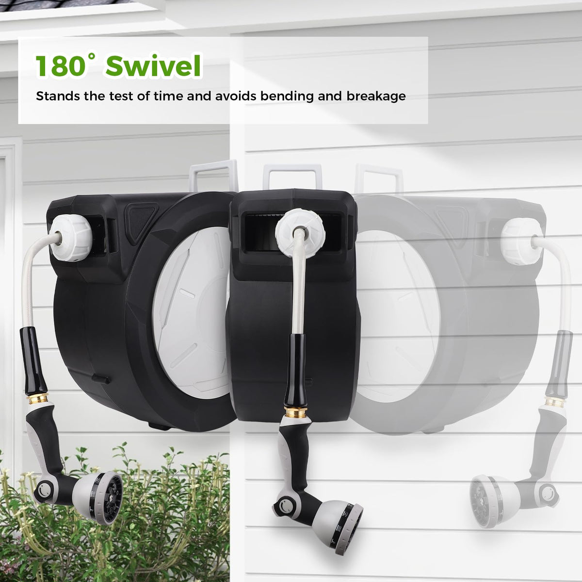 Retractable Garden Hose Reel 1/2 Inch x 100 ft Wall Mounted Z9640