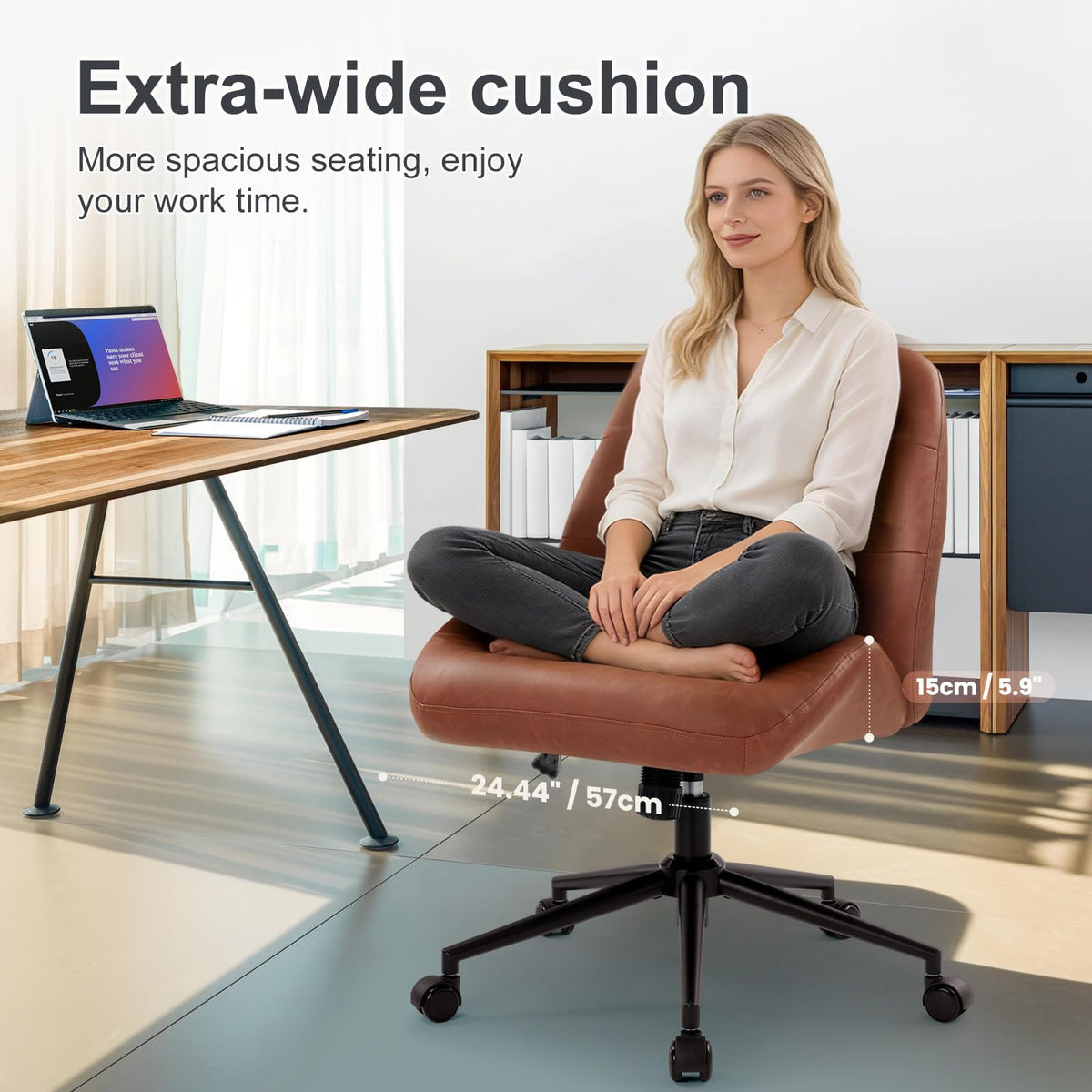 Leather Home Office Chair with Removable Armrests E99523