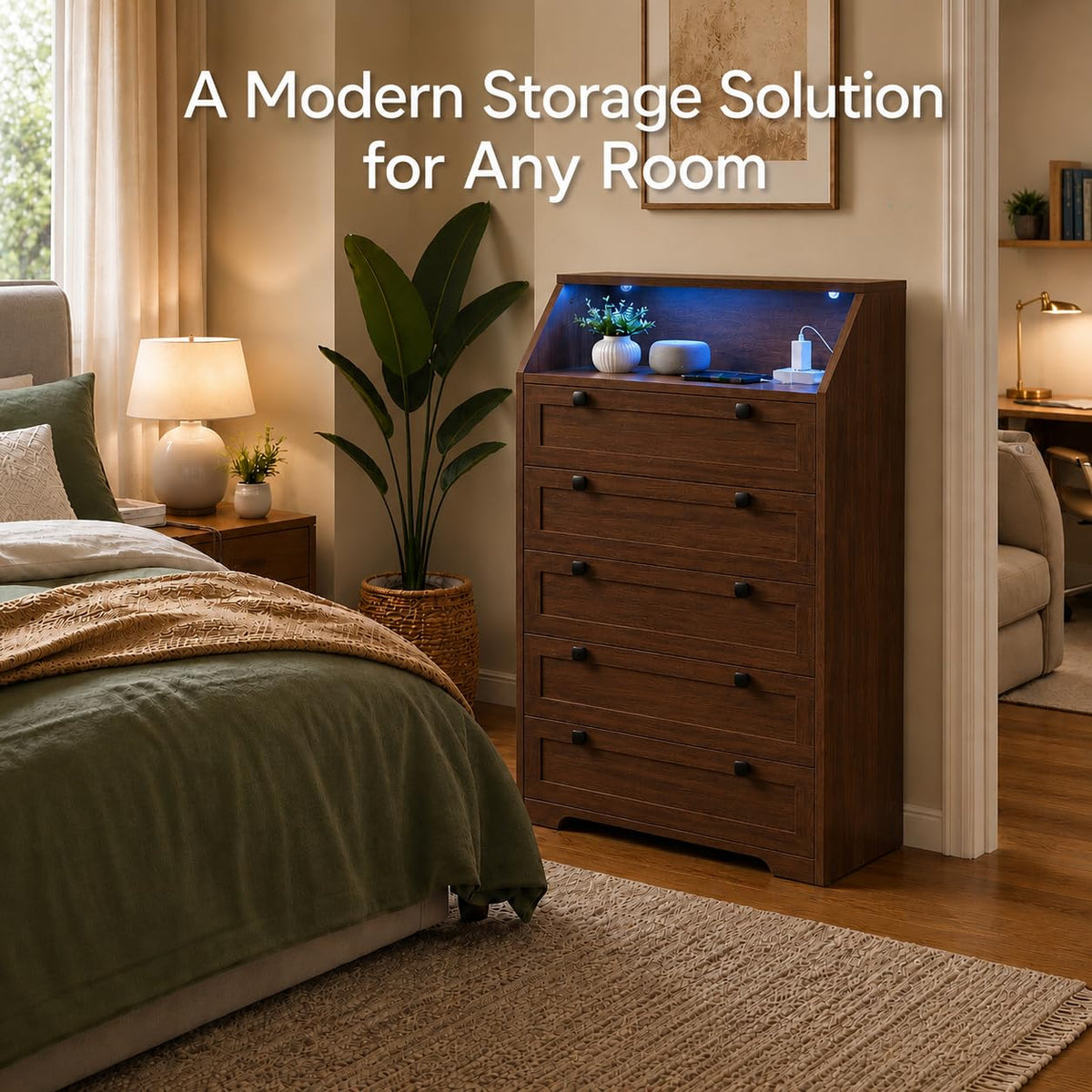 Walnut 5 Drawer Dresser M7908