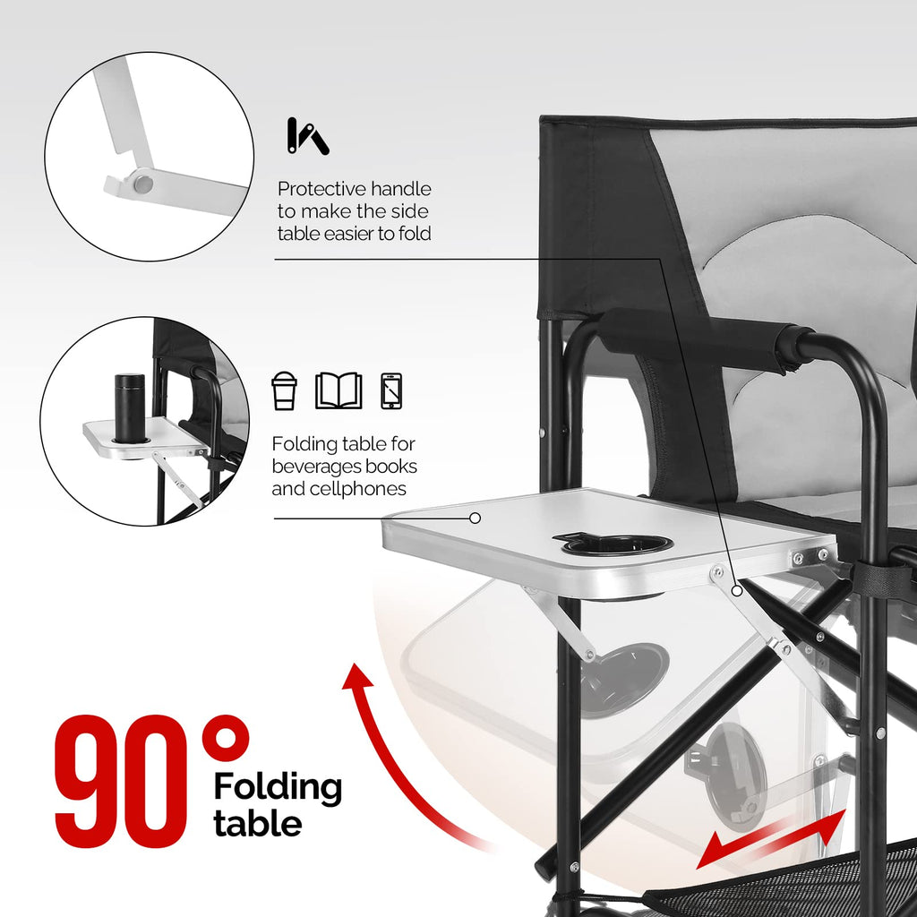 Extra Tall Portable Folding Makeup Artist Chair with Side Table L6676