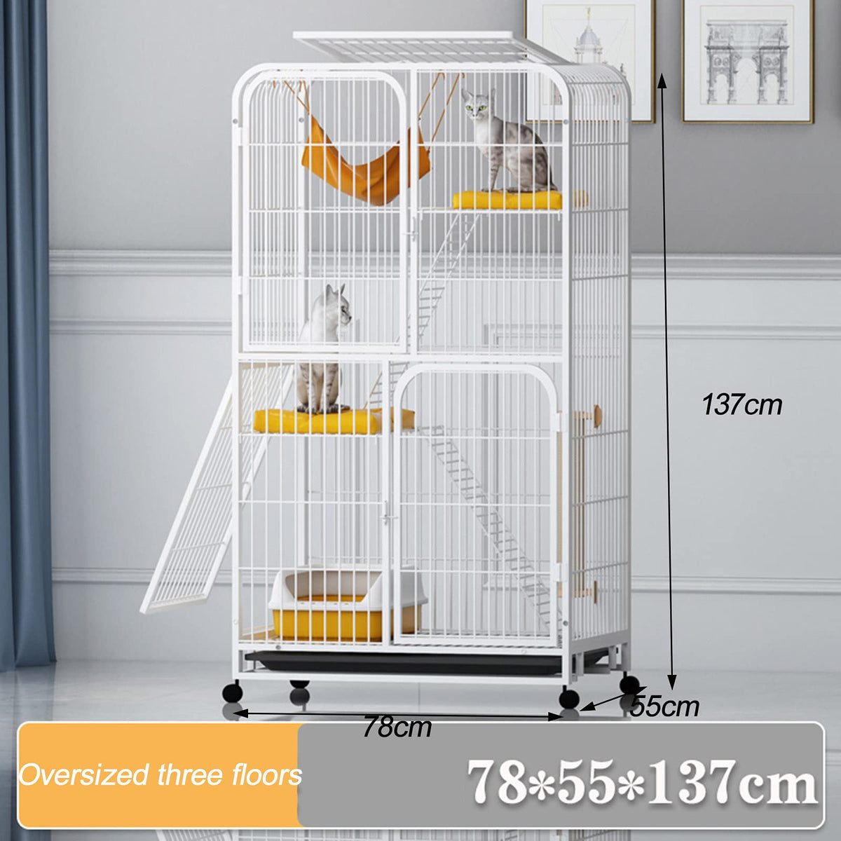 Large 3-Tier Metal Wire Cat Cage with Hammock M6708