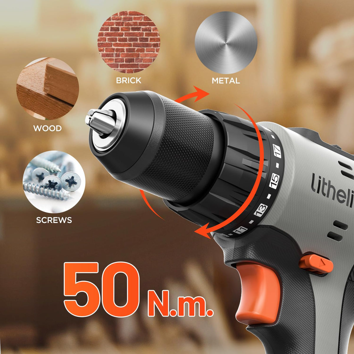 20V Cordless Drill Set 1/2-Inch Keyless Chuck 64-Piece Tool Kit with Bag B46463