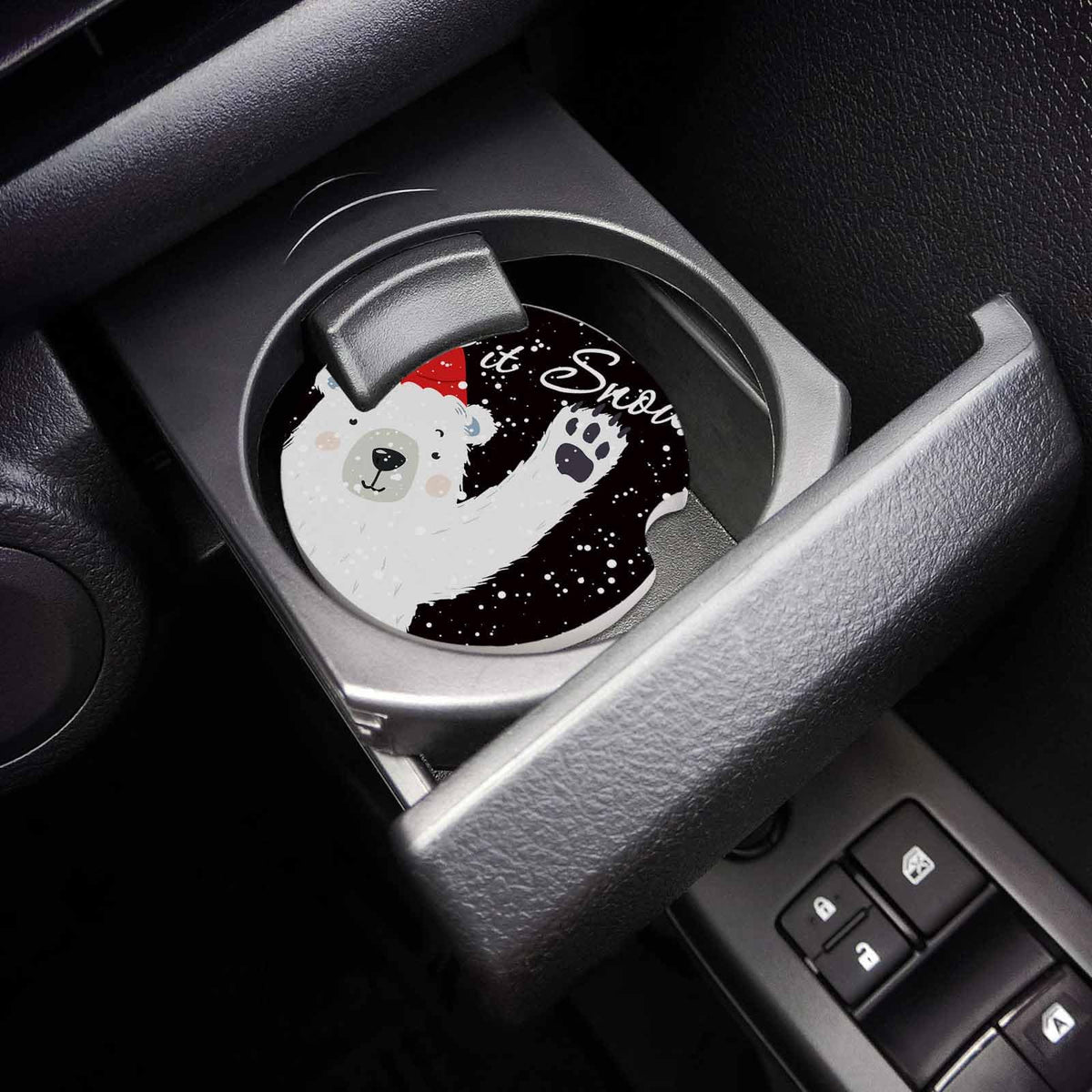 Black Ceramic Car Coasters 6 Piece Set L65047