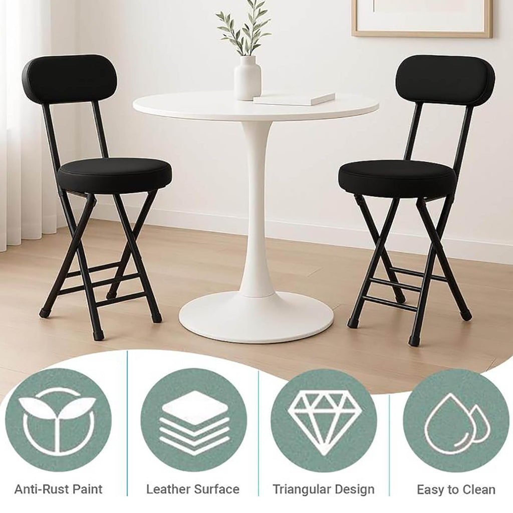 Folding Bar Stool with Backrest, Black W412510