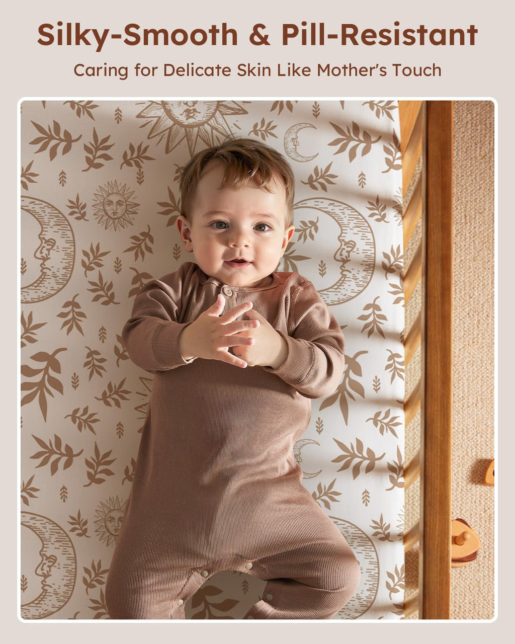 28x52x8in Fitted Crib Sheet 3 Pack Microfiber White Brown X38035