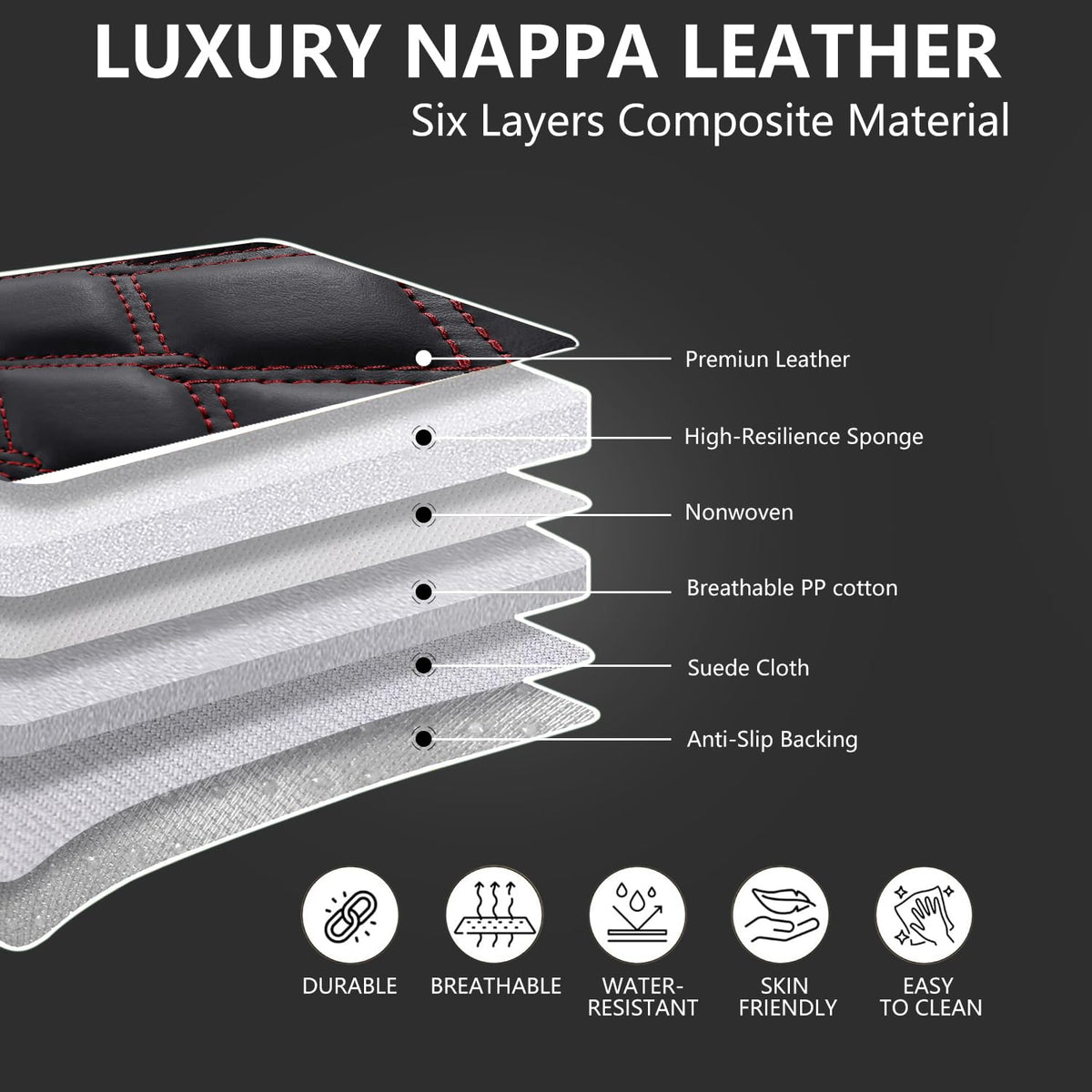 Leather 5-Seat Car Seat Covers Full Set H4006