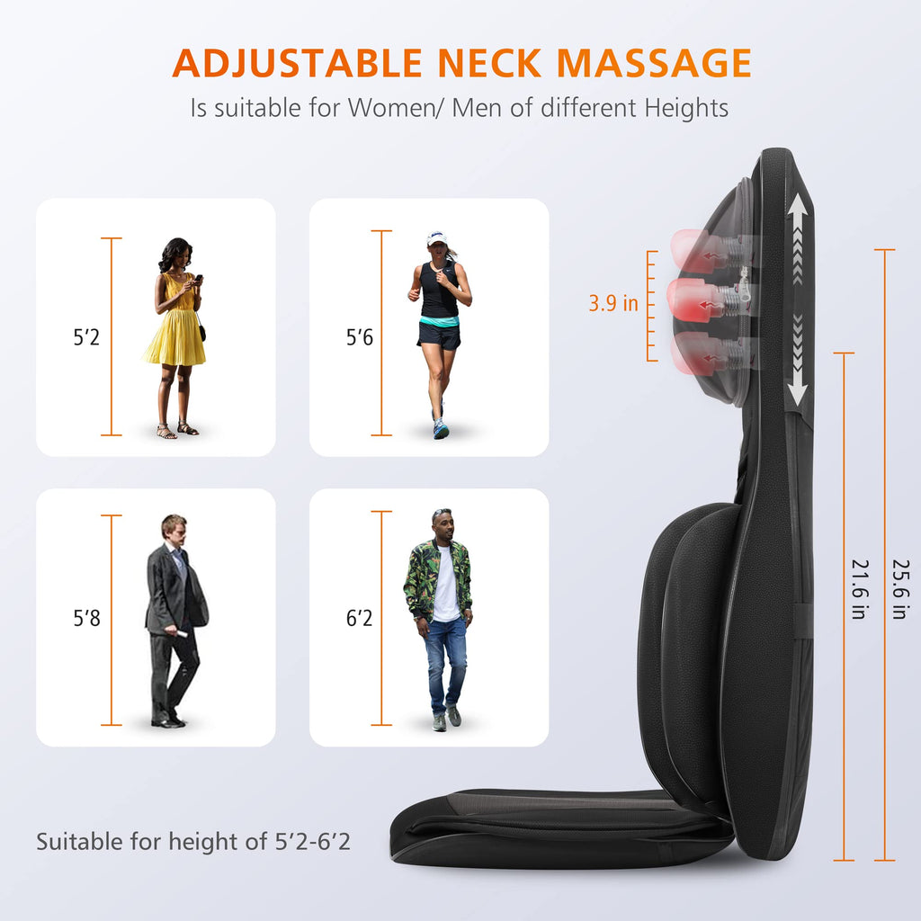 Shiatsu Neck and Back Massager Chair Pad with Heat S616