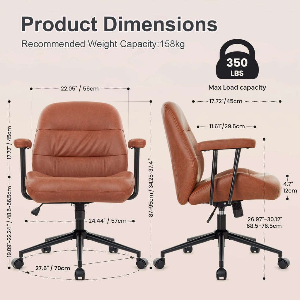 Leather Home Office Chair with Removable Armrests E99523