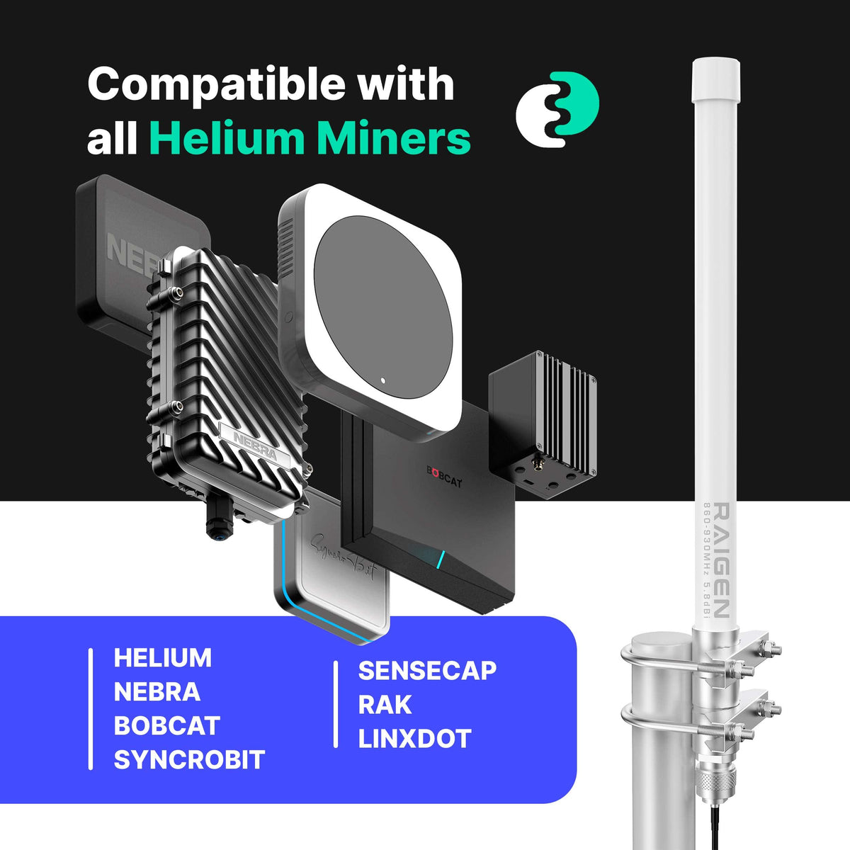 915 MHz Omni-Directional Antenna 43.3in with Lightning Arrestor C711357