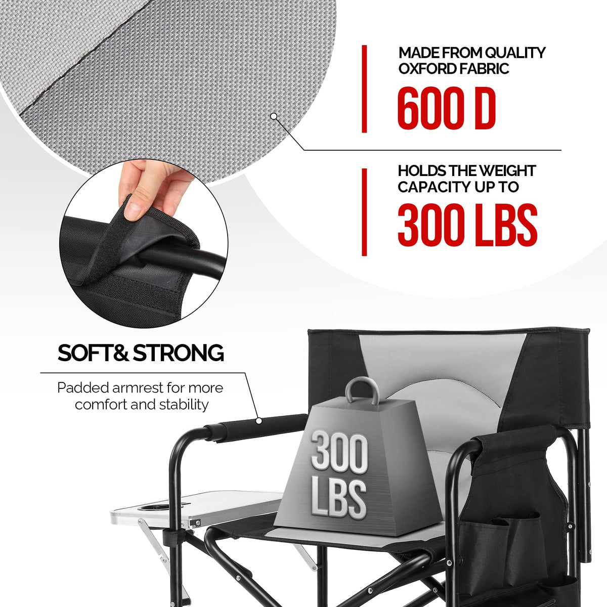Extra Tall Portable Folding Makeup Artist Chair with Side Table L6676