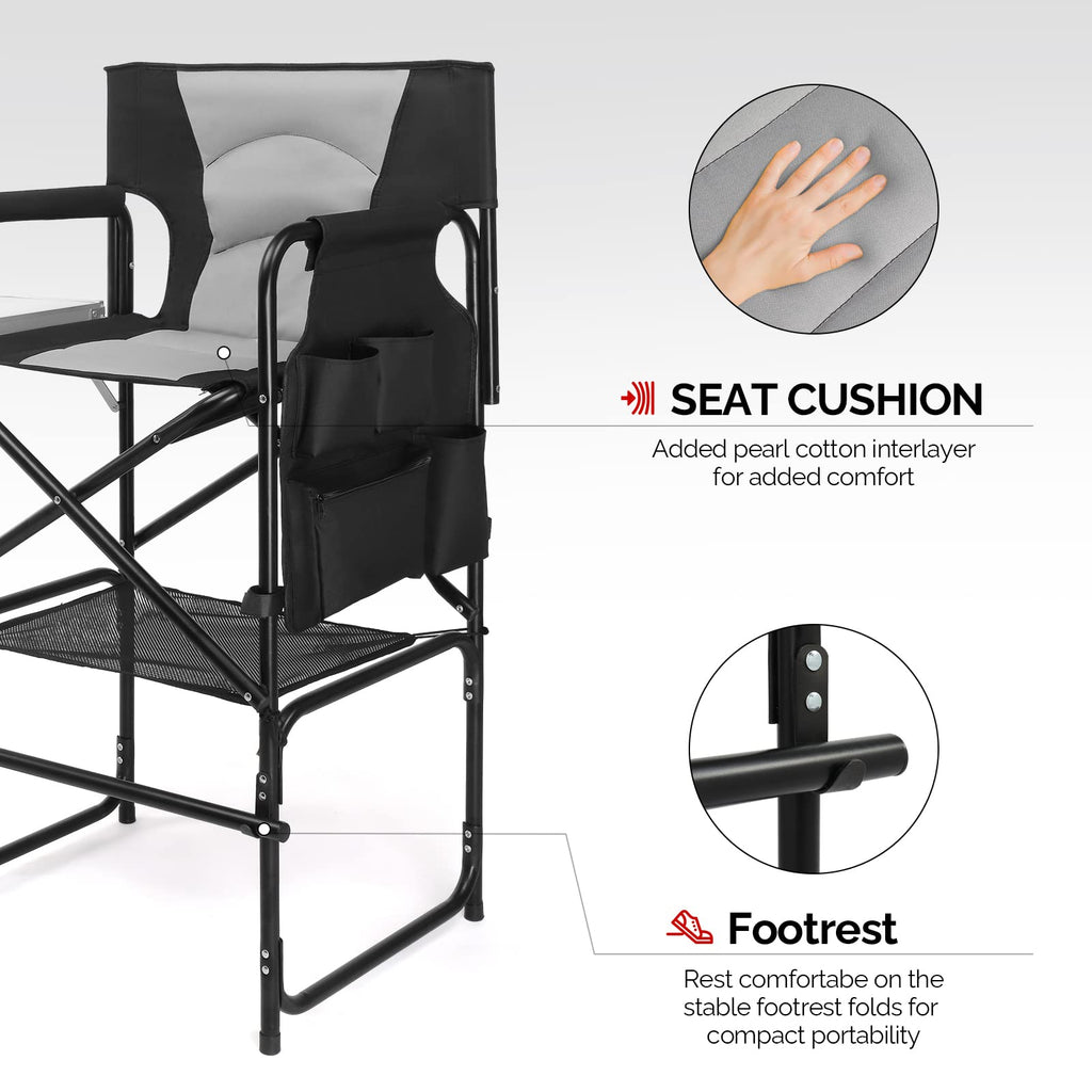 Extra Tall Portable Folding Makeup Artist Chair with Side Table L6676