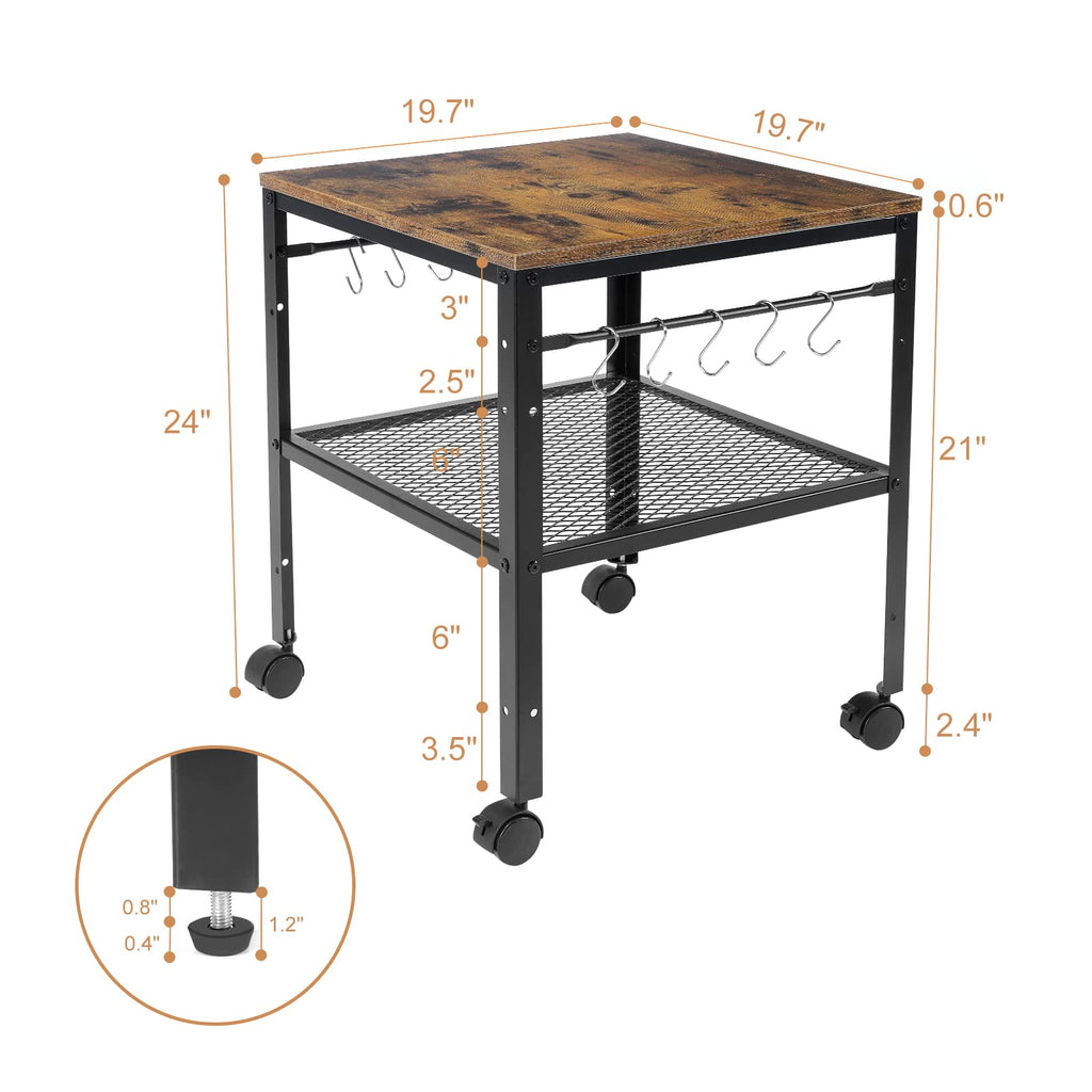 Rustic 2-Tier End Table with Adjustable Height Shelf H449