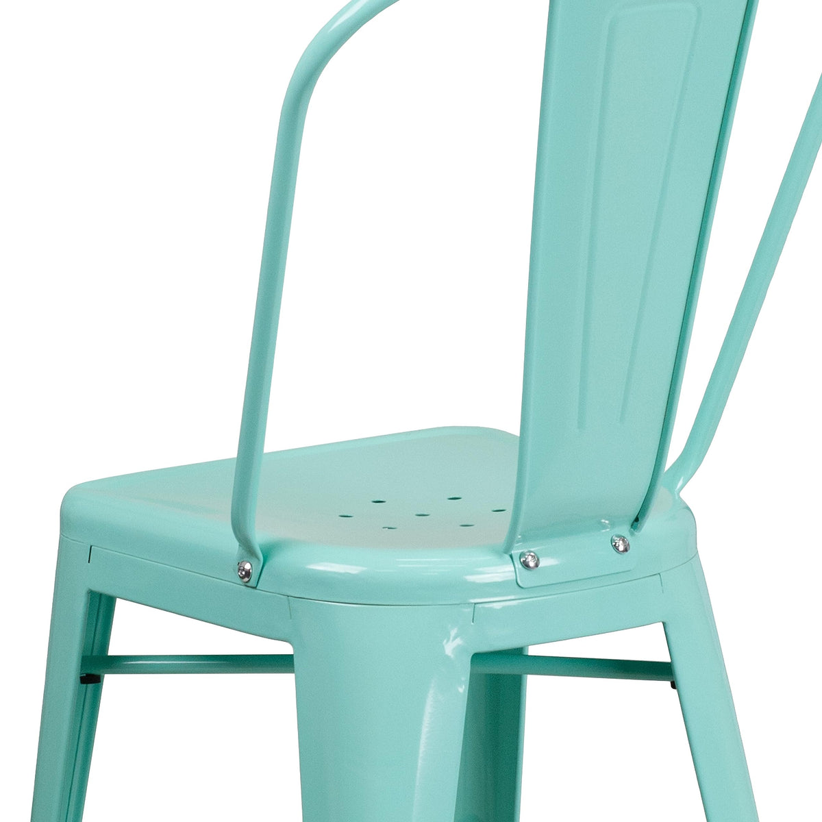 Mint Green Metal Counter Height Stool with Back M957