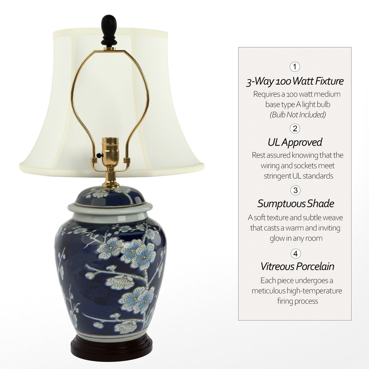 22" Blue Cherry Blossom Lamp U316591