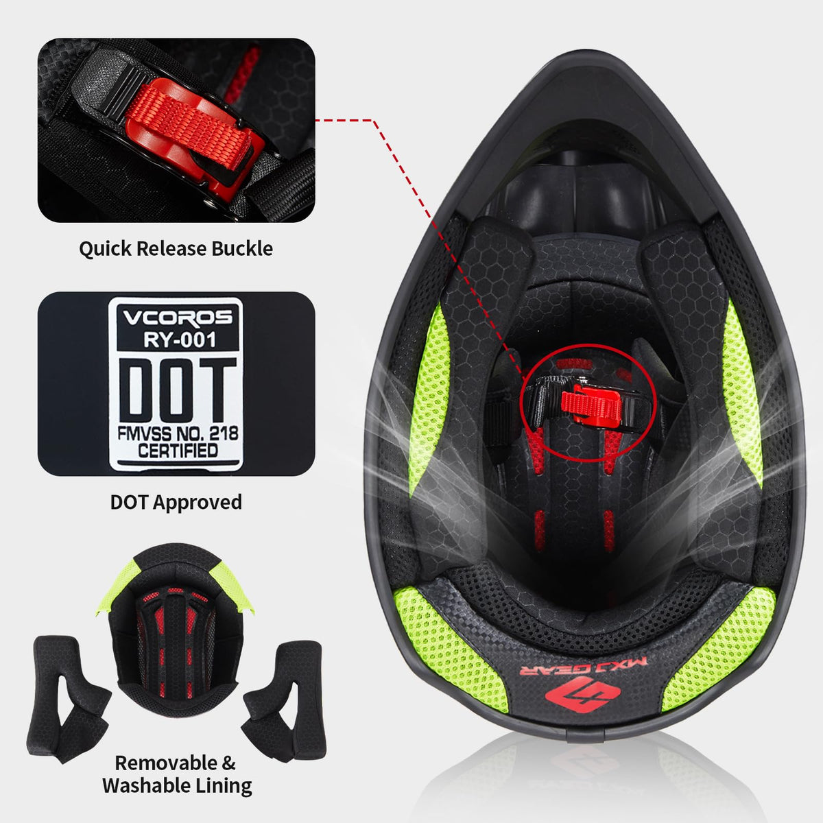 Kids Dirt Bike Helmet Set with Goggles Gloves G844052