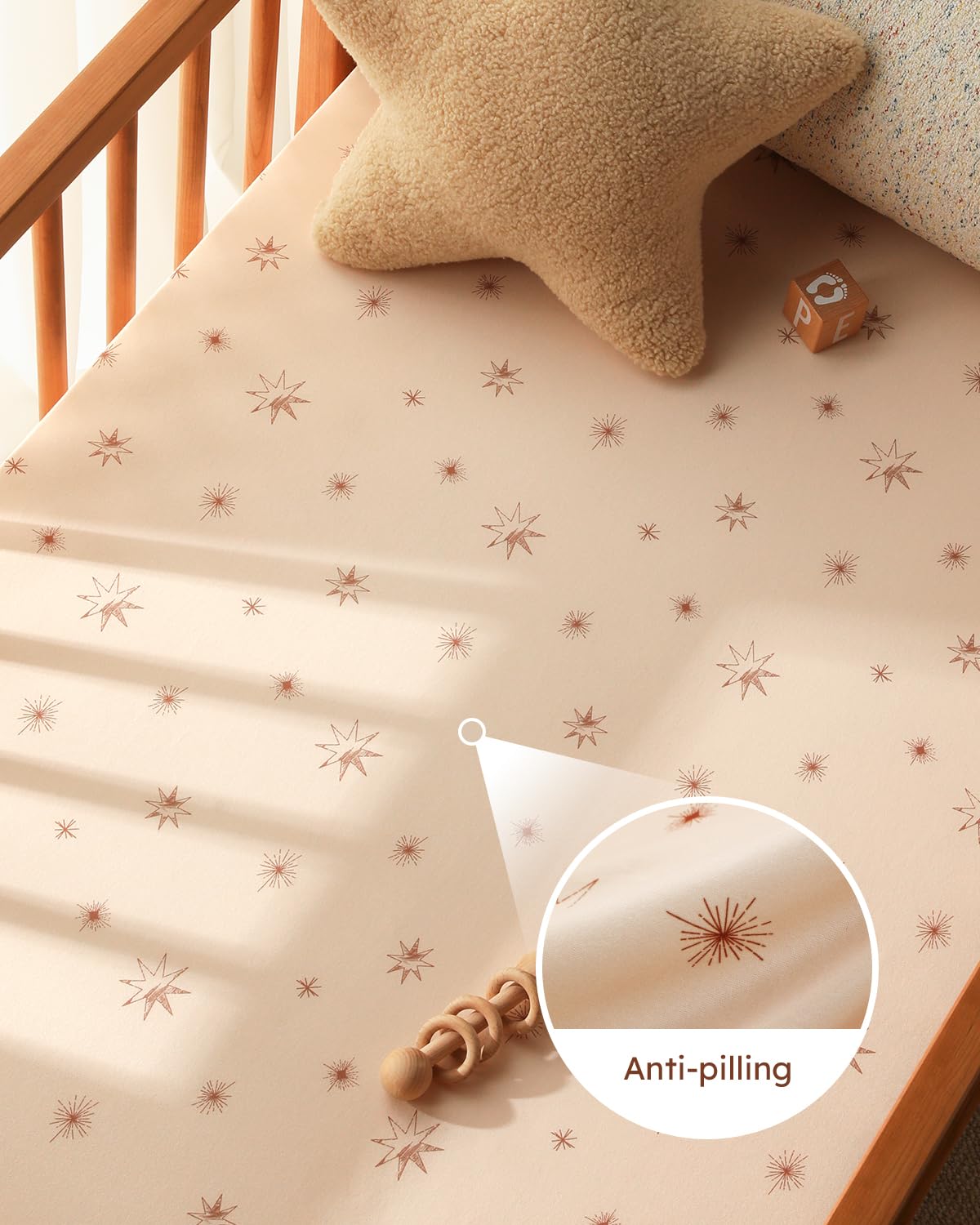 28x52x8in Fitted Crib Sheet 3 Pack Microfiber White Brown X38035