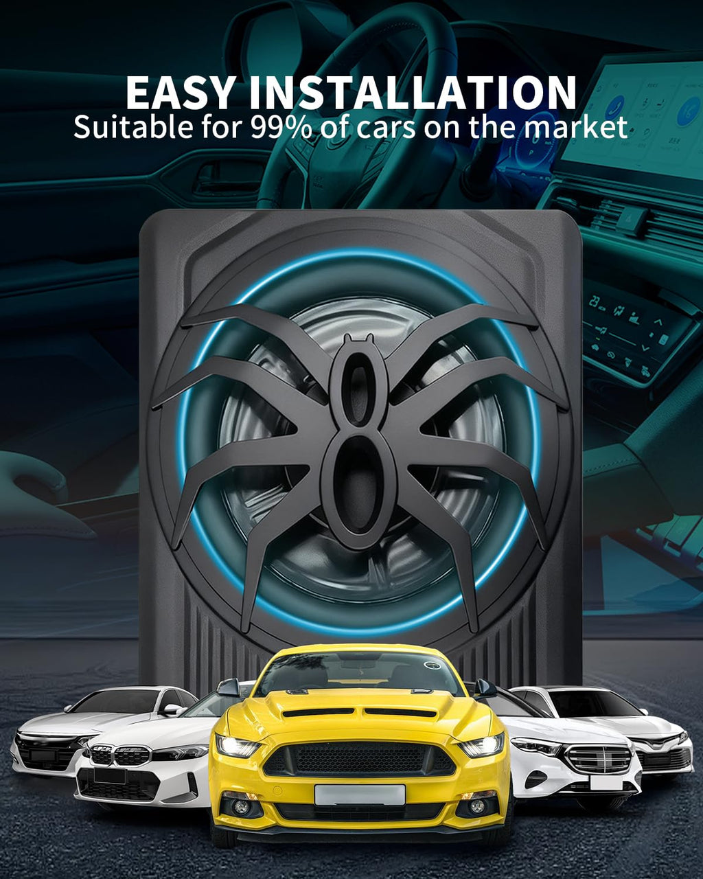 10" 1600W Slim Under Seat Powered Car Subwoofer D9780