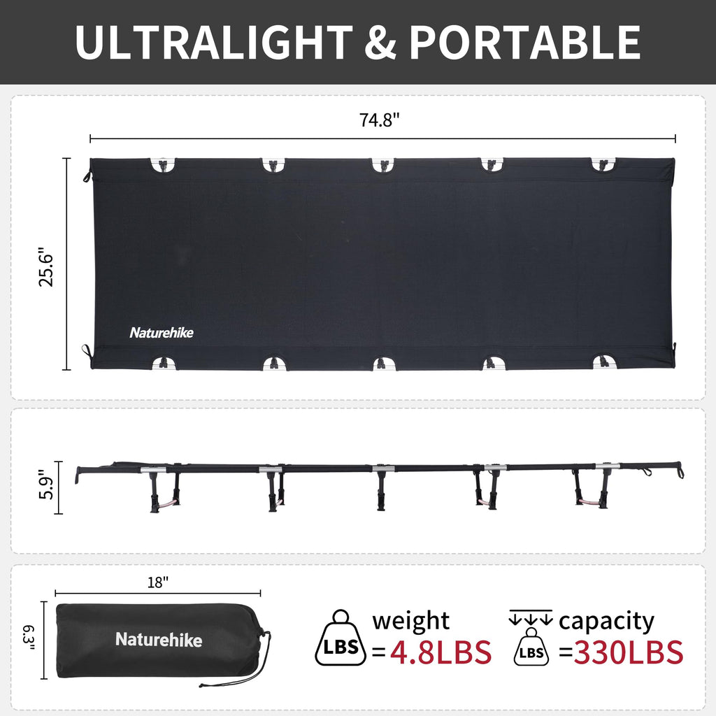 Ultralight Folding Camping Cot 330lbs W7213