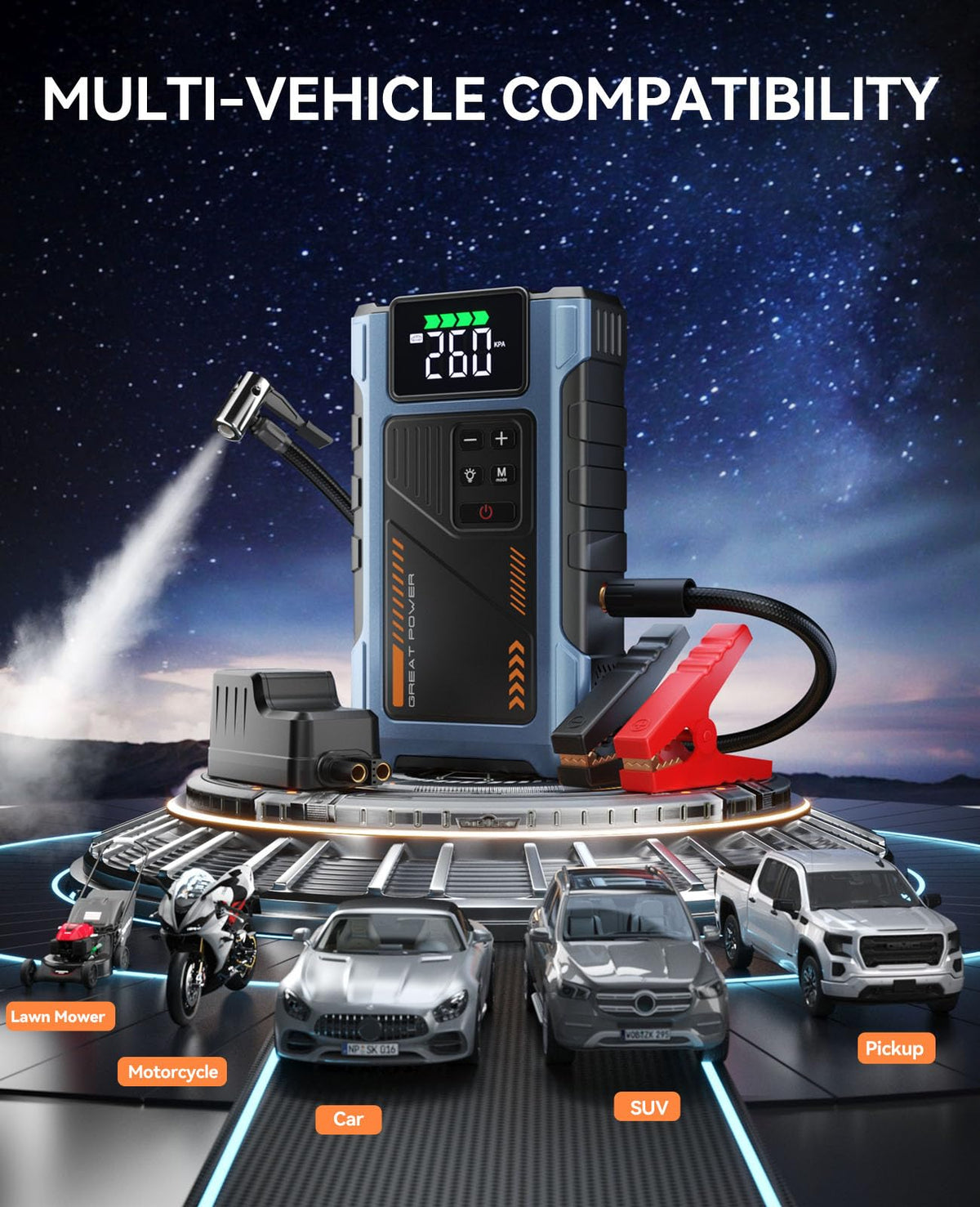 4500A 12V Jump Starter with Air Compressor 150PSI Q7213