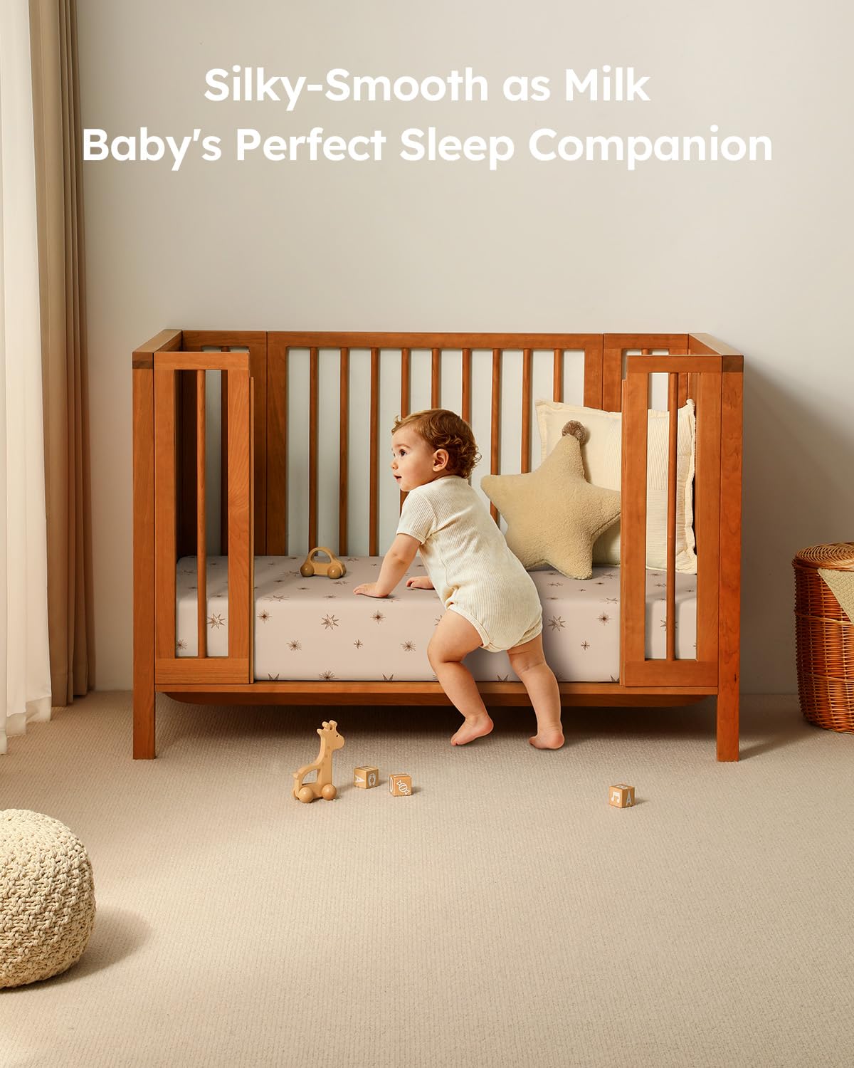 28x52x8in Fitted Crib Sheet 3 Pack Microfiber White Brown X38035
