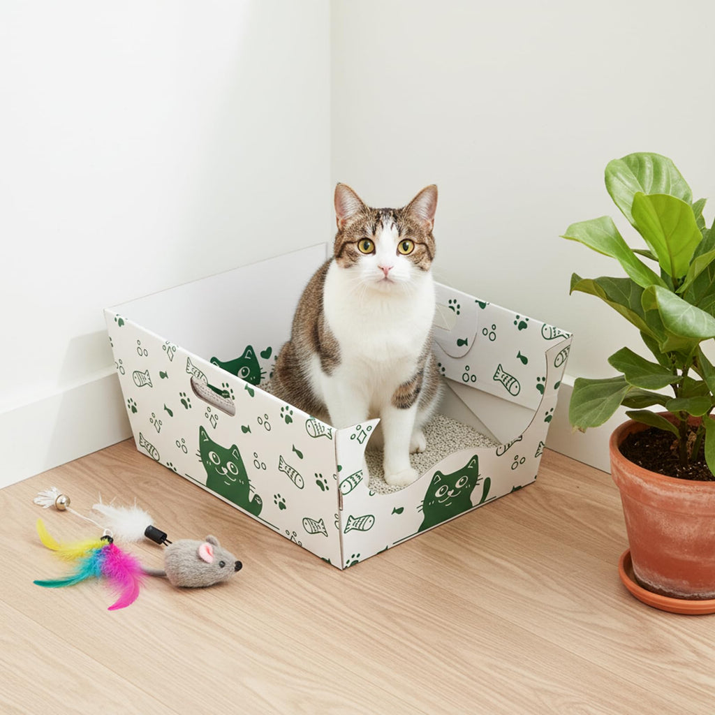 8 Pack Disposable Cat Litter Box with Scoop K411129
