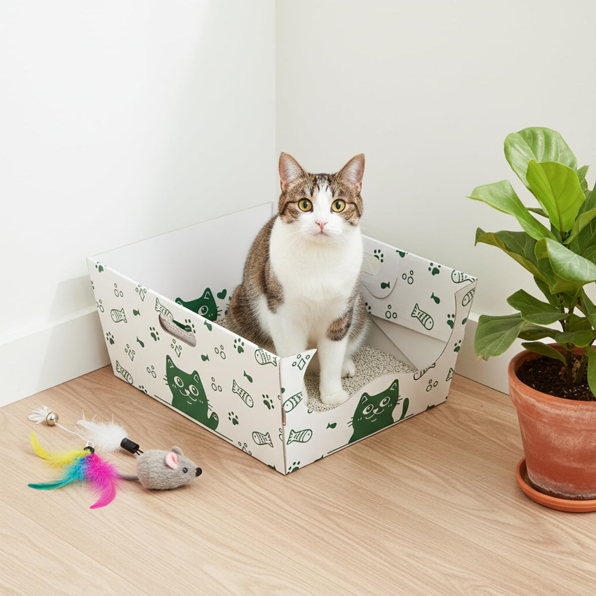 8 Pack Disposable Cat Litter Box with Scoop K411129