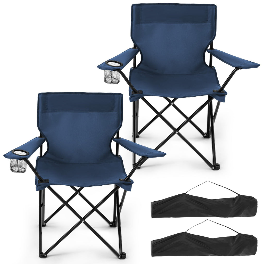 2-Pack Foldable Camping Chairs with Cup Holder, Carry Bag L873