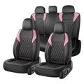 Black Pink Faux Leather Car Seat Covers Full Set I70041