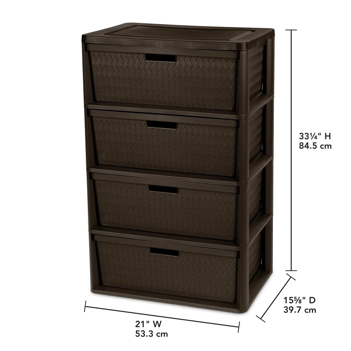 Dark Brown 4 Drawer Plastic Drawer Tower F2176