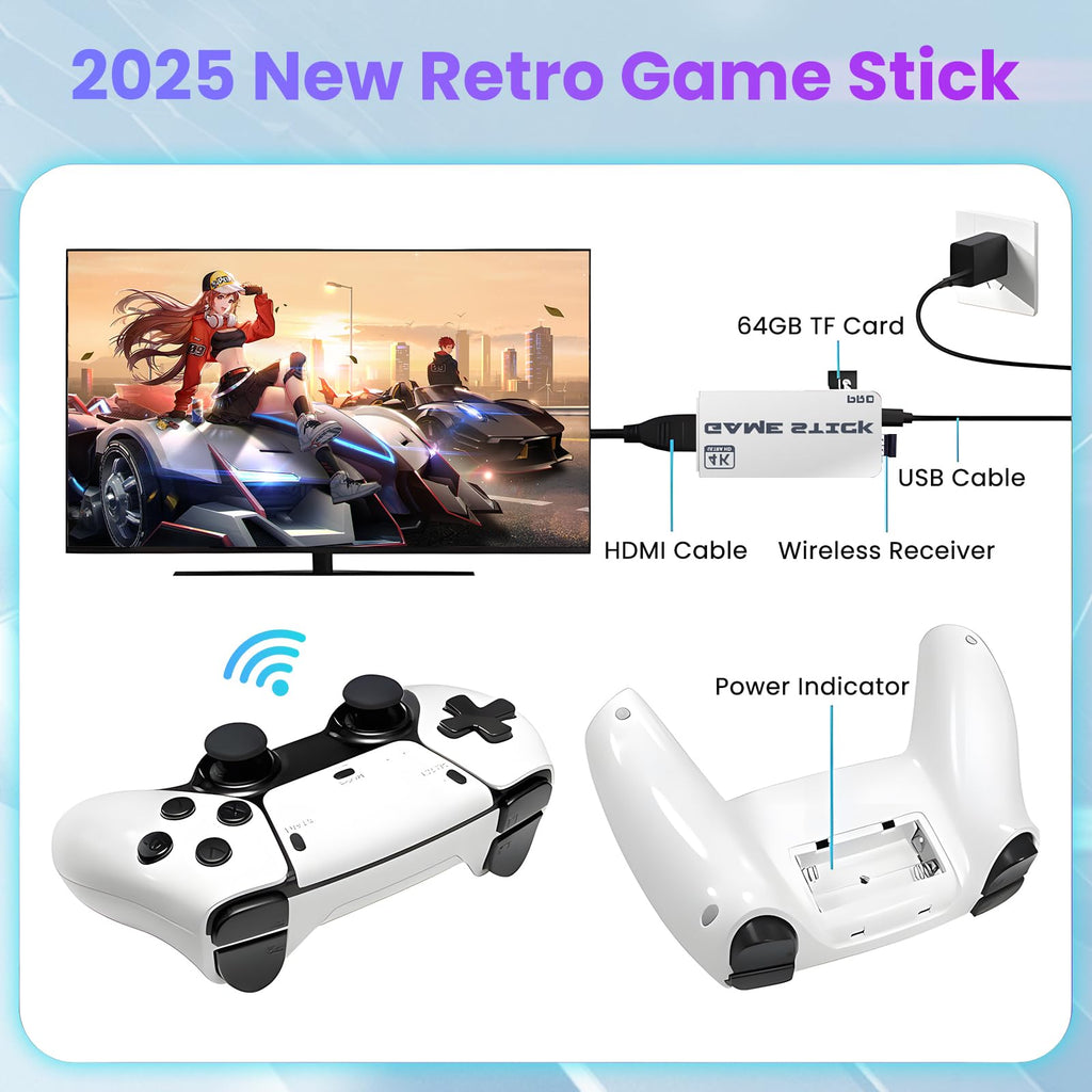 Wireless Plug and Play Retro Game Console with 20000+ Games and Dual 2.4G Wireless Controller B38079