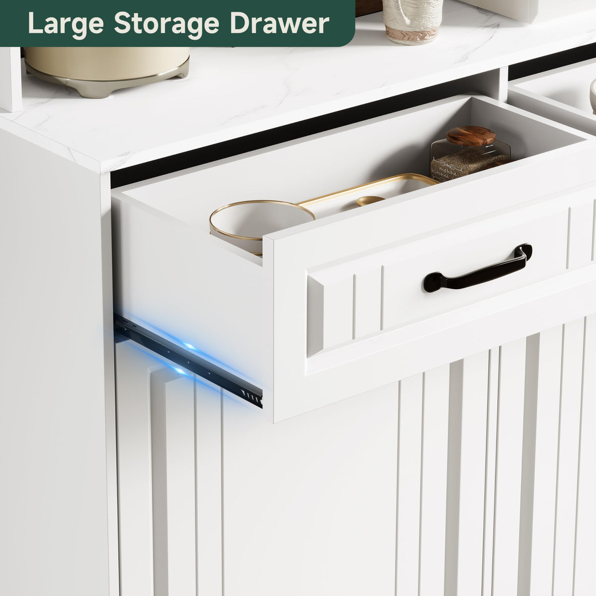 13 Gallons Double Tilt Out Trash Can Cabinet with Power Outlet, 71" Tall Kitchen Pantry Storage Cabinet, White O56880