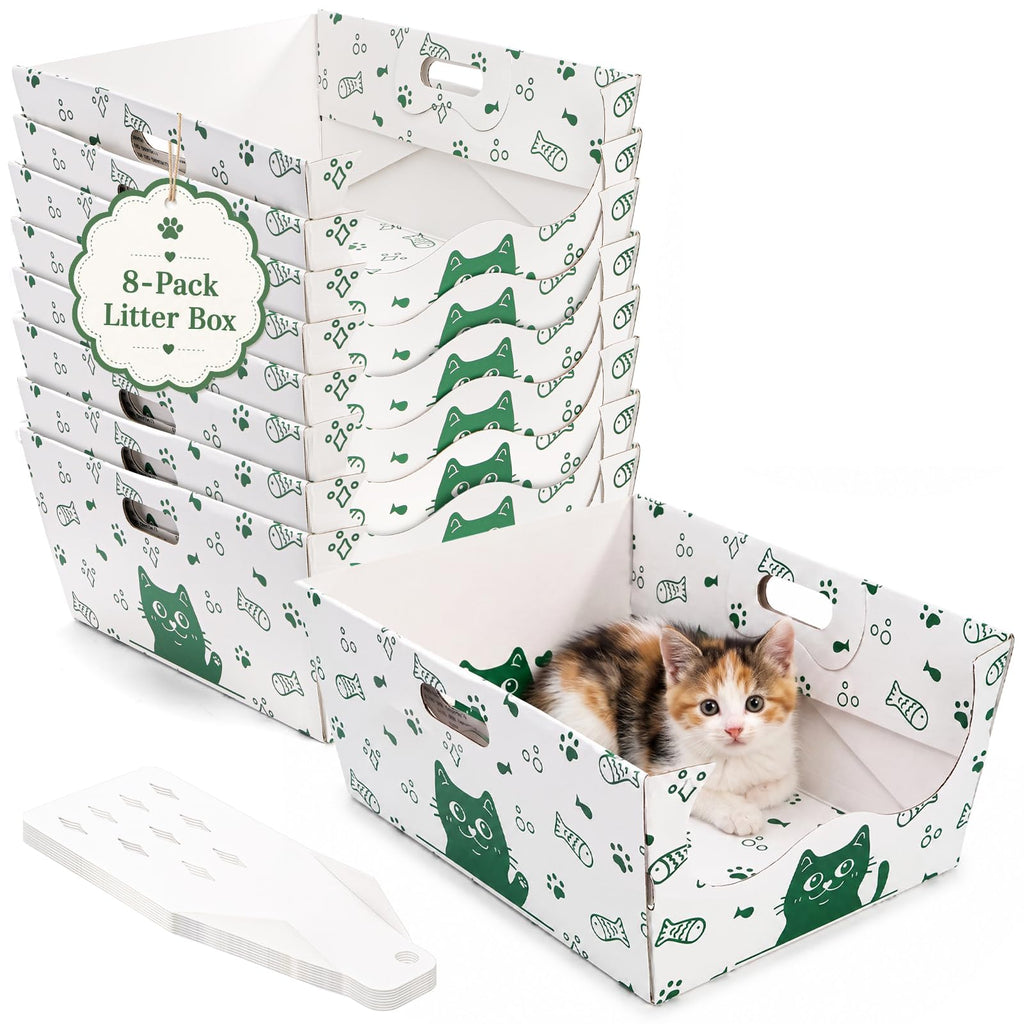 8 Pack Disposable Cat Litter Box with Scoop K411129