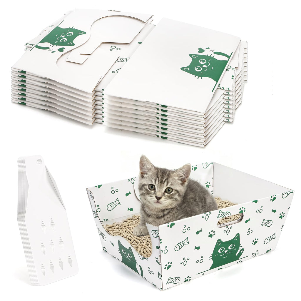 8 Pack Disposable Cat Litter Box with Scoop K411129