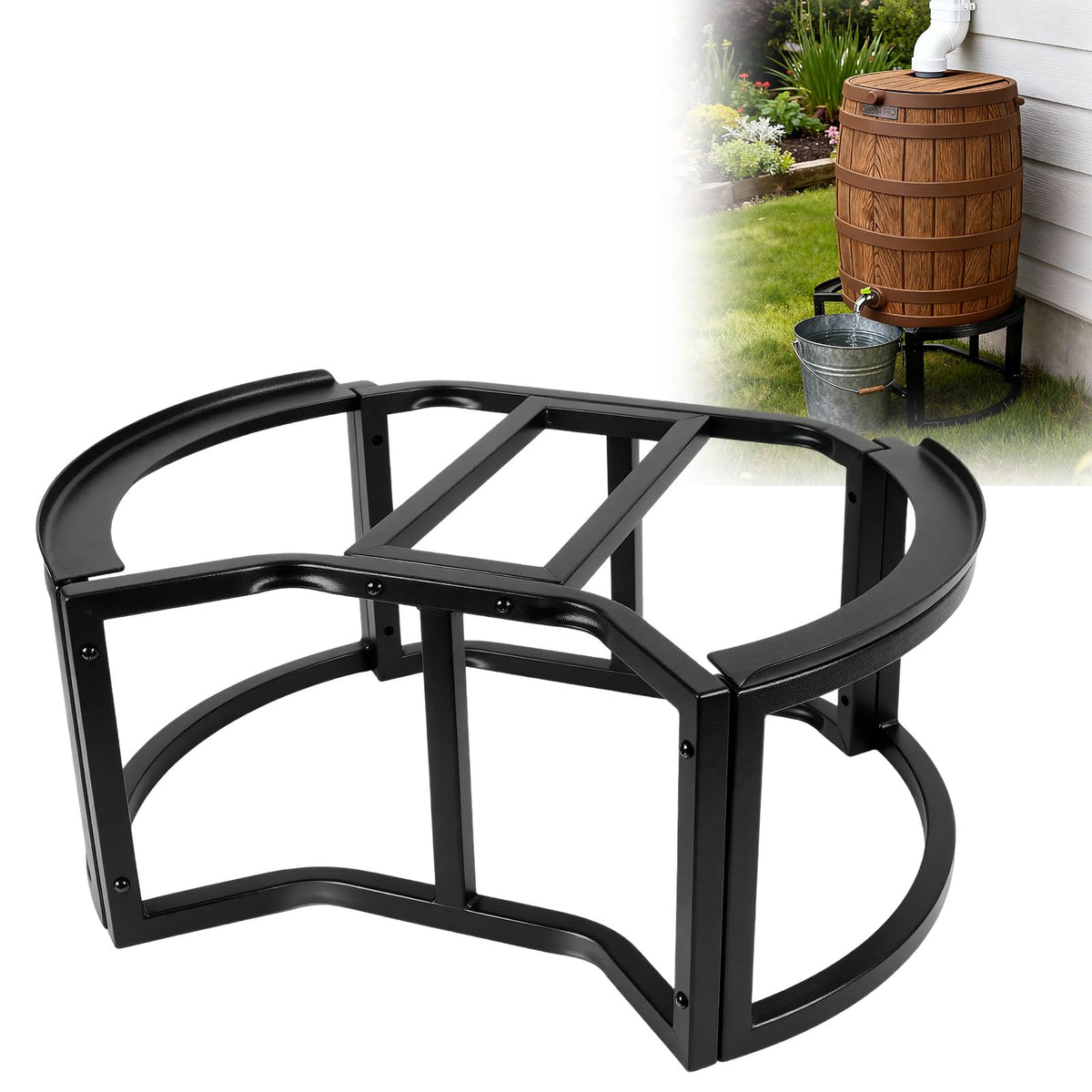 Heavy-Duty Stainless Steel Rain Barrel Stand M55955