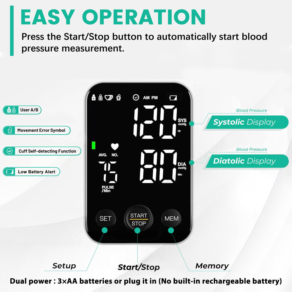 FDA Cleared Blood Pressure Monitor Upper Arm C425