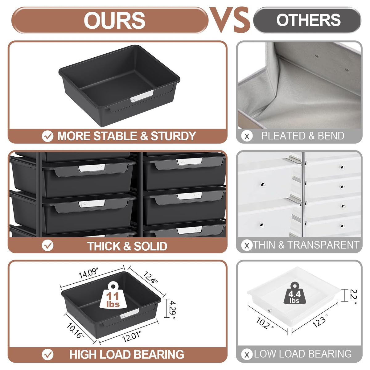 10 Drawer Rolling Storage Cart with Wooden Tabletop M1358
