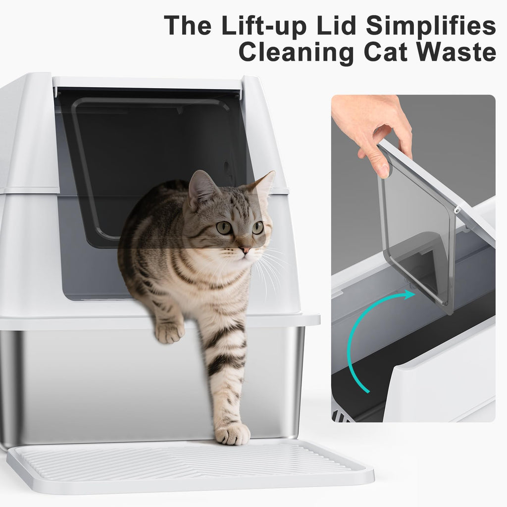 XL Stainless Steel Litter Box with Lid C7060