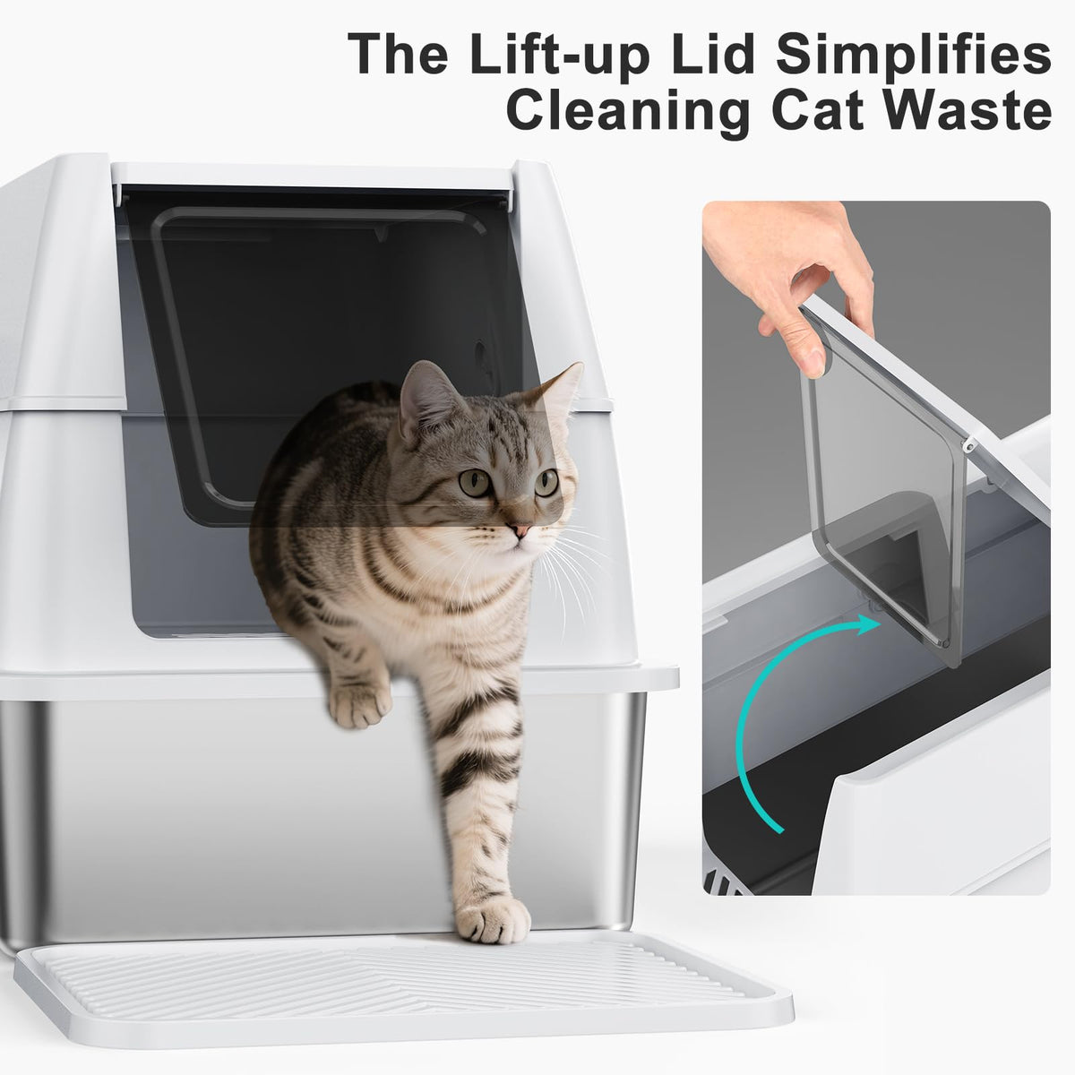 XL Stainless Steel Litter Box with Lid C7060