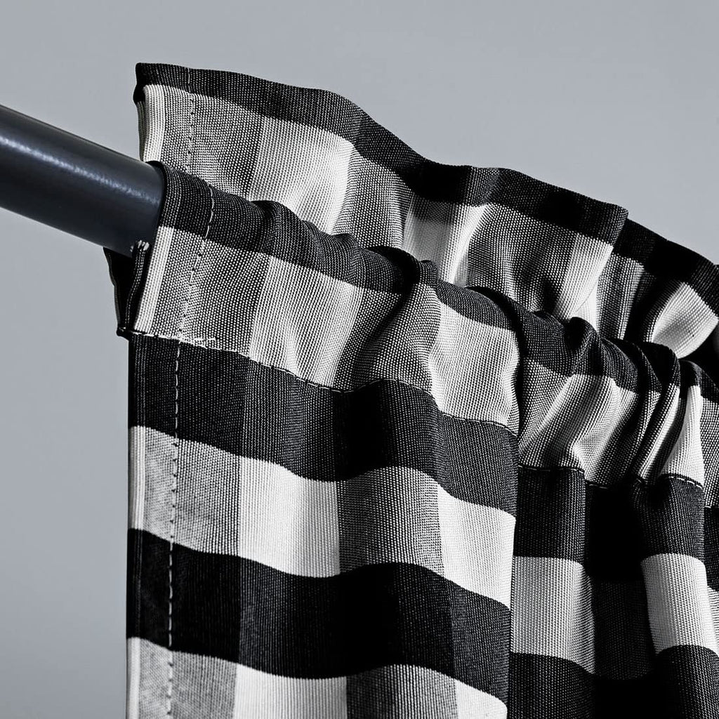 Black and White Buffalo Check Rod Pocket Curtain 25"x40" U921