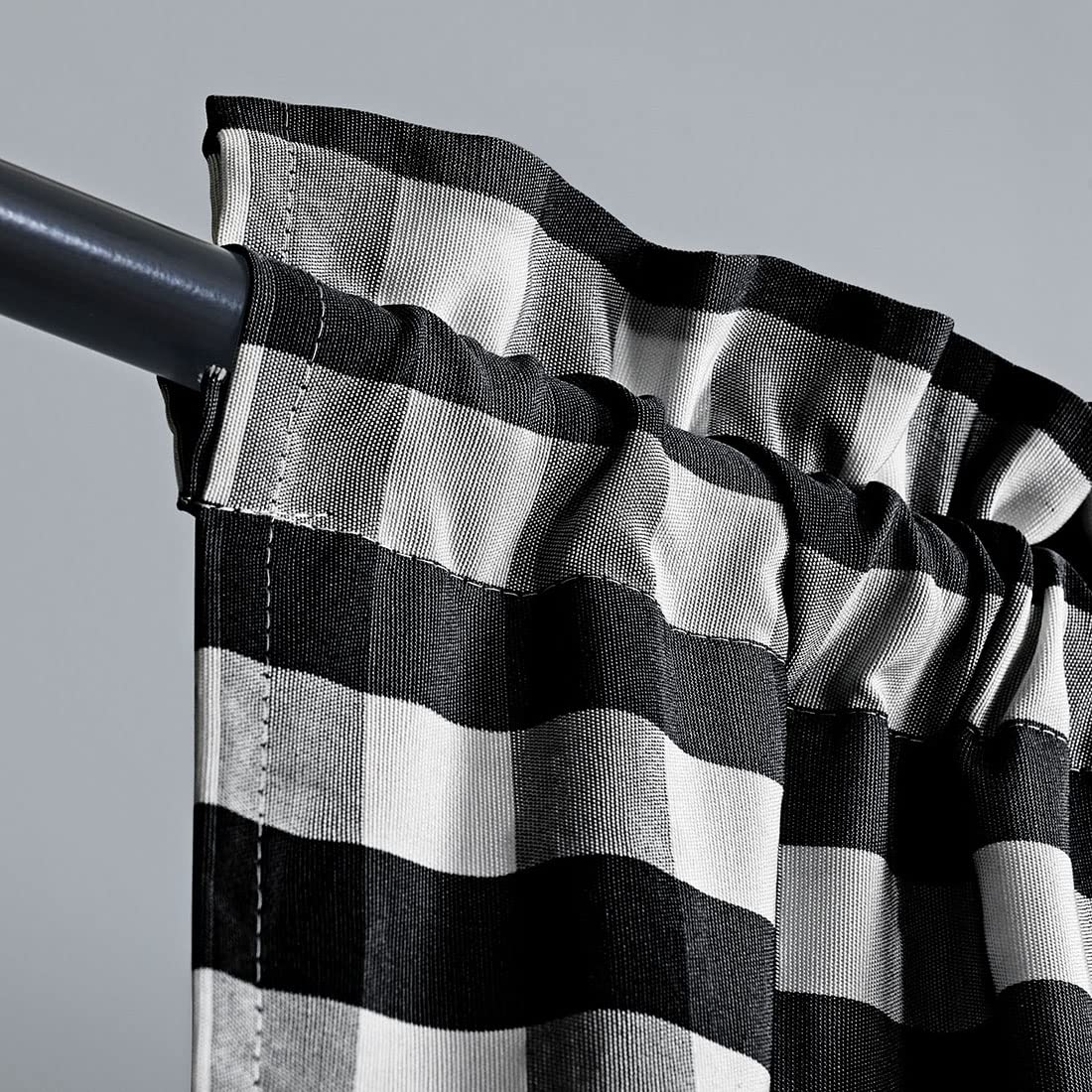 Black and White Buffalo Check Rod Pocket Curtain 25"x40" U921